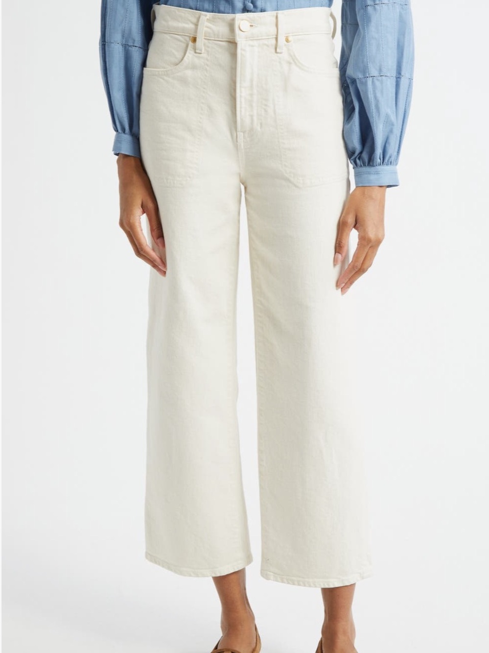 New Veronica Beard Crosby Cropped Wide Leg Jeans